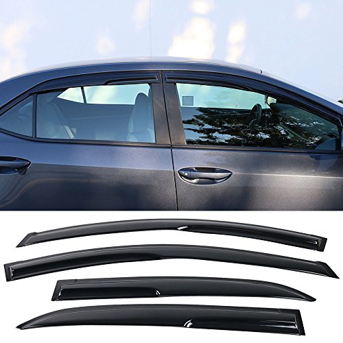 Window Visor Deflector Rain Guard 2014-2019 Toyota Corolla Mugen Style Dark Smoke