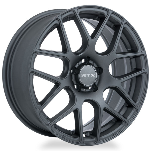 RTX Envy Alloy Wheel Rim Matte Gun Mental Size 18x8 Inch Bolt Pattern 5x112 Offset 38 Center Bore 66.6 Center Caps included Lug Nuts NOT included (priced individually)