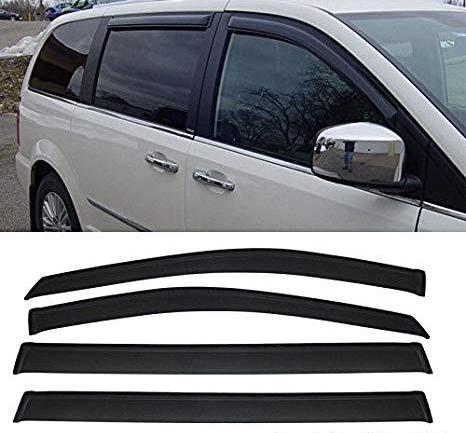 Window Visor Deflector Rain Guard 2010-2020 Dodge Grand Caravan Dark Smoke