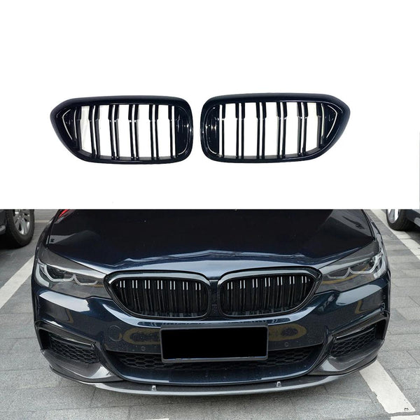 Grille 2017-2020 BMW G30 5 Series Kidney Grill Grille Double Spoke Glossy Black/ Pair