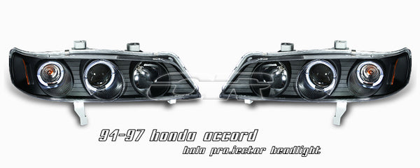 Honda Accord 1994-1997 Black Halo Projector Headlights