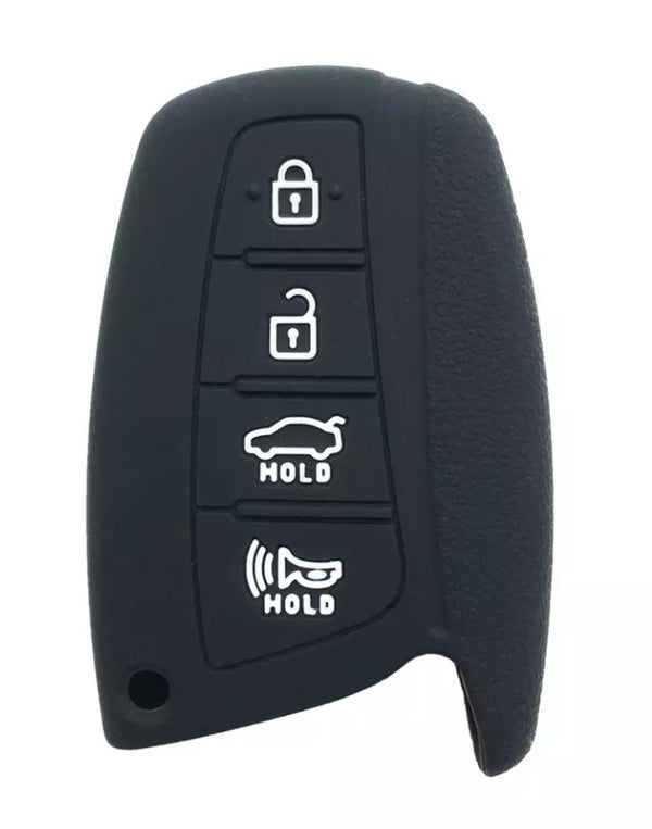 Hyundai Remote Key Case Holder 4 button Silicone Rubber Cover Key Protector for 2013-2016 Hyundai Santa Fe Genesis