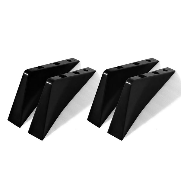 Universal Rear Diffuser 4pcs Unpainted Black ABS Plastic Splitter Spoiler Valance Under Lip Body kit
