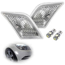 Euro Clear Lens White LED Bulb Front Side Marker Light Kit Fit 2008-2011 Mercedes C-class W204 Pre-LCI C250 C300 C350 & 2008-2013 C63 AMG, Replace OEM Amber Side marker